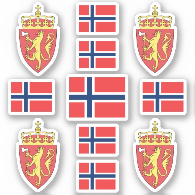Adesivo Símbolos do Estado norueguês / casaco de armas e b (Frente)