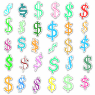 Adesivo Símbolos do sinal de dólar do divertimento ($)