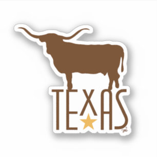 Adesivo Símbolos do Texas, Longhorn, marrom