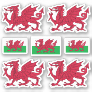 Adesivo Símbolos galeses / casaco de armas e bandeira