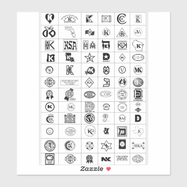 Adesivo Símbolos Kosher recomendados (Folha)