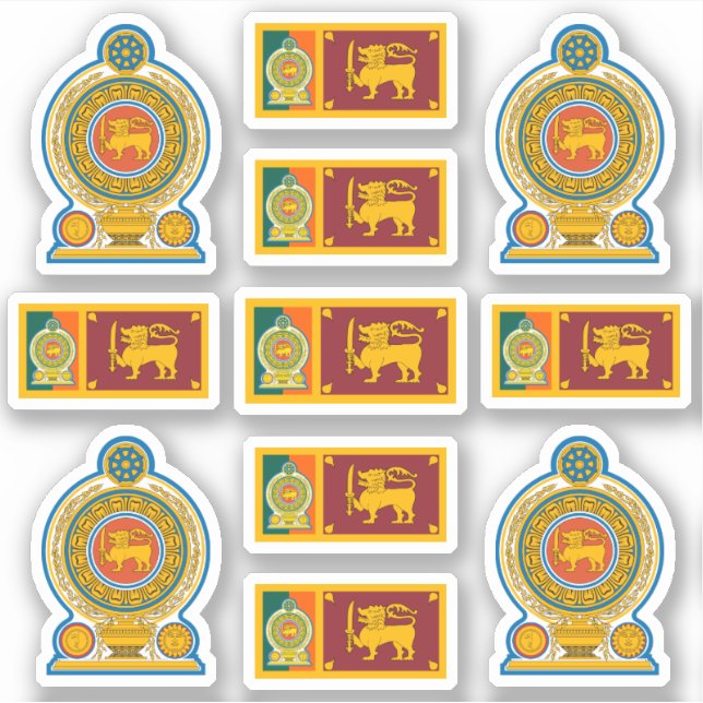 Adesivo Símbolos nacionais do Sri Lanka/emblem e bandeira (Frente)