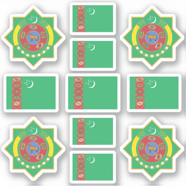 Adesivo Símbolos nacionais do Turcomenistão / casaco de ar (Frente)