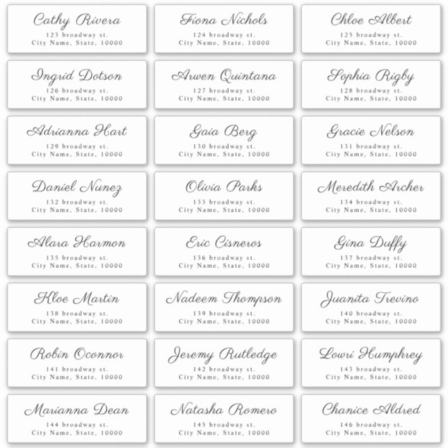 Adesivo Simple Elegant Classy Script Guest Address Labels (Frente)