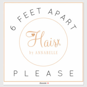 Adesivo Sinal de distância de segurança cabelo nome salão 
