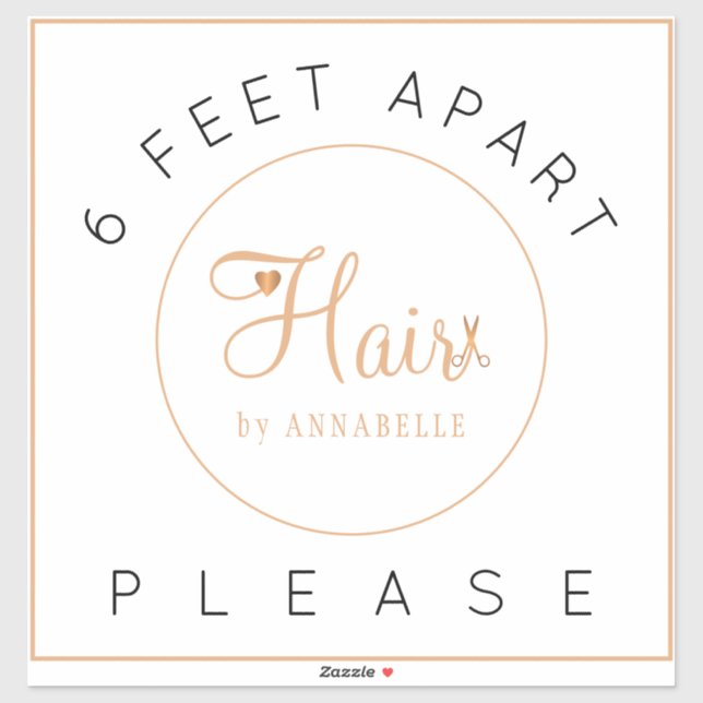 Adesivo Sinal de distância de segurança cabelo nome salão  (Folha)
