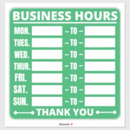 Adesivo Sinal de Horas de Negócios, Sinais de Horas de Ope
