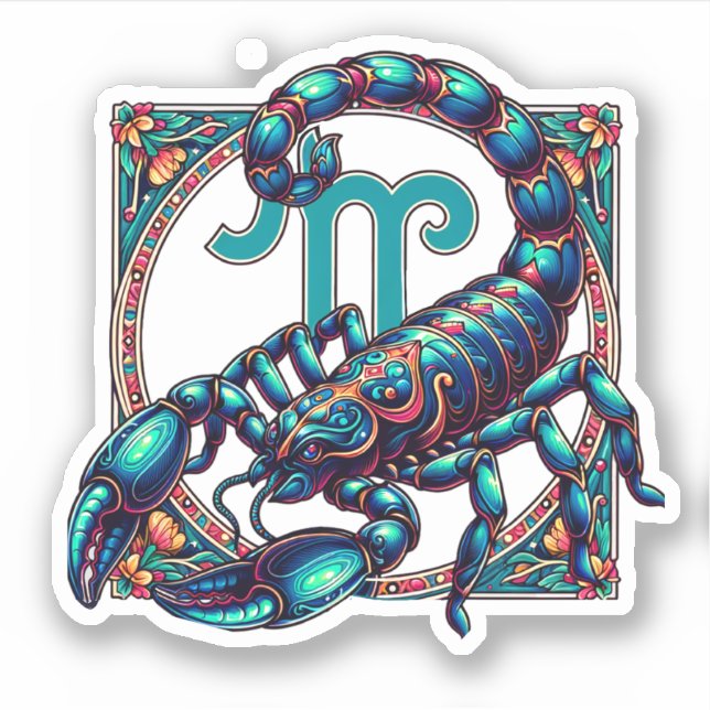 Adesivo Sinal de Horóscopo Scorpio | Escorpião Azul (Frente)