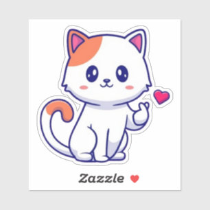Adesivo Sinal de Mão de Amor de Gato Bonito-57577