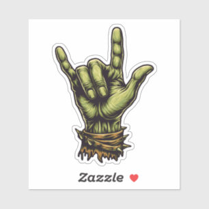 Adesivo Sinal de Mão Zombie Rock and Roll