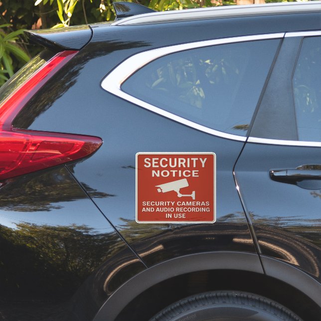 Adesivo Sinal de Notificação de Segurança Vermelho – Câmer (Lado do carro)