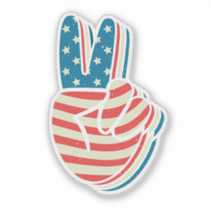 Adesivo Sinal de Paz da Bandeira Americana 4 de julho