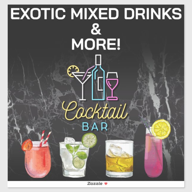 Adesivo Sinal Neon Bar Cocktail (Folha)