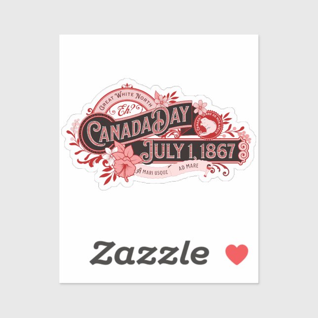 Adesivo Sinalização de Vintage no Dia do Canadá (Folha)