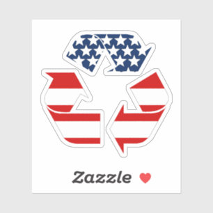 Adesivo Sinalizador EUA - Símbolo de Reciclar Branco e Azu