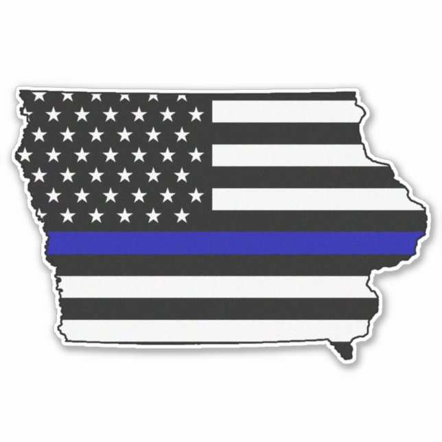 Adesivo Sinalizador Thin Blue Line Iowa (Frente)