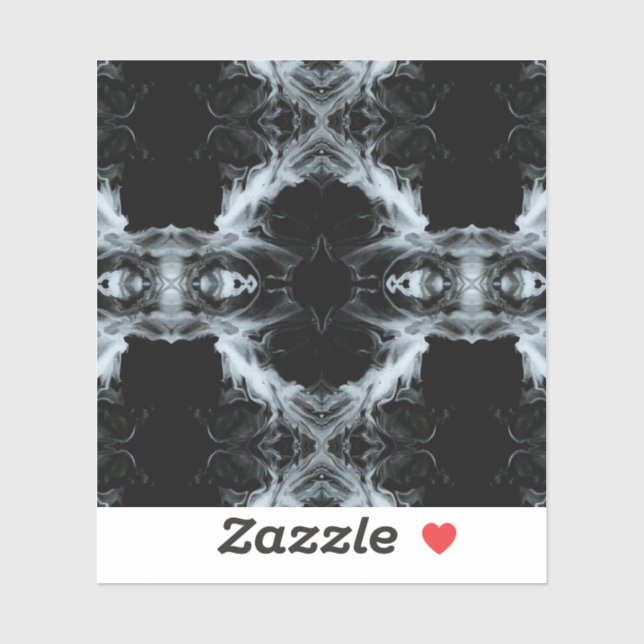 Adesivo Sins and Virtues Abstract Black White Fluid Art (Folha)