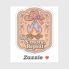 Adesivo Sip, S'more, Repeat - Retro Camp Badge