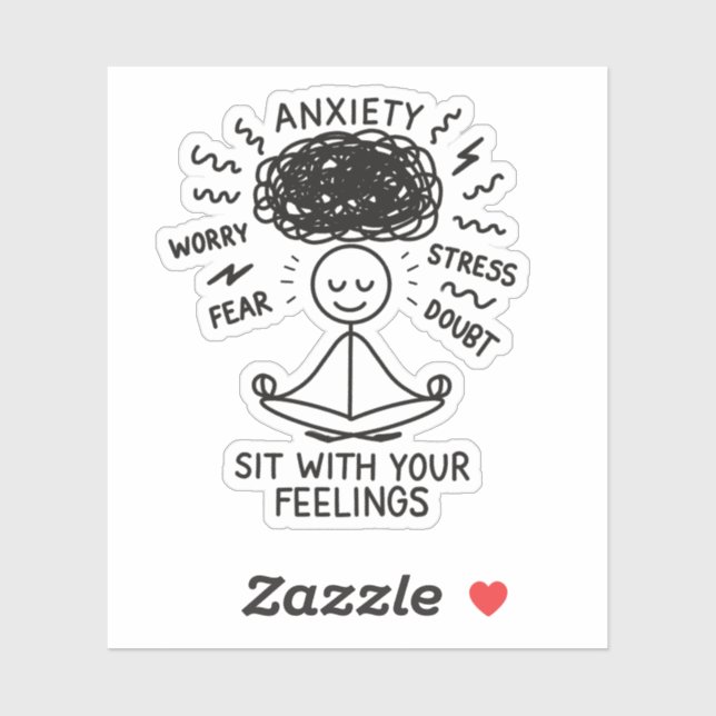 Adesivo Sit With Anxiety Mental Health Reminder Stickman (Folha)