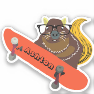 Adesivo Skate de nome personalizado nº 1033 do Esquilo tr