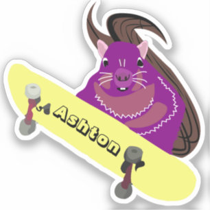 Adesivo Skate de nome personalizado nº 953 do Esquilo tra