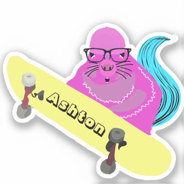 Adesivo Skate de nome personalizado nº 963 do Esquilo trav (Frente)