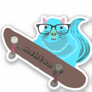 Adesivo Skate de nome personalizado nº 985 do Esquilo trav