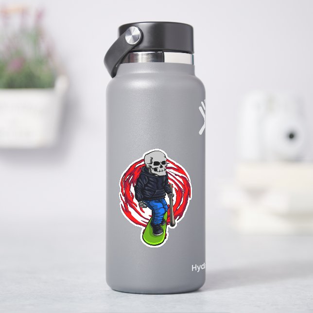 Adesivo Skateboarder Vinheta de Vinilo com Corte de Beijo  (HidroFlask)