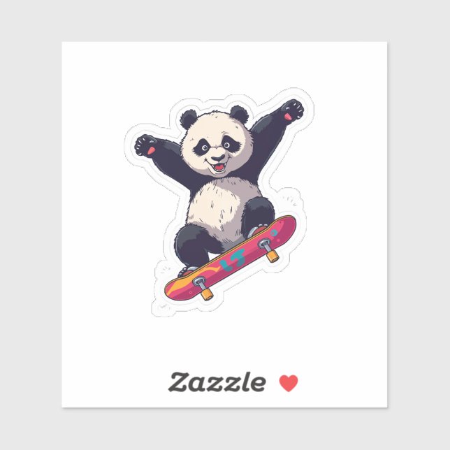 Adesivo Skater Panda Sticker – Cartoon Decal (Folha)