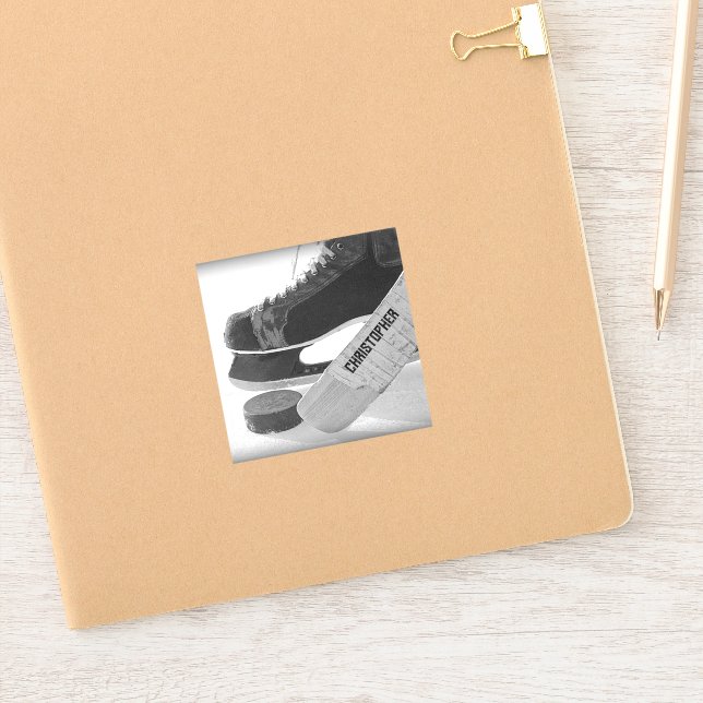 Adesivo Skates Negros de Hockey Personalizados (Notebook)