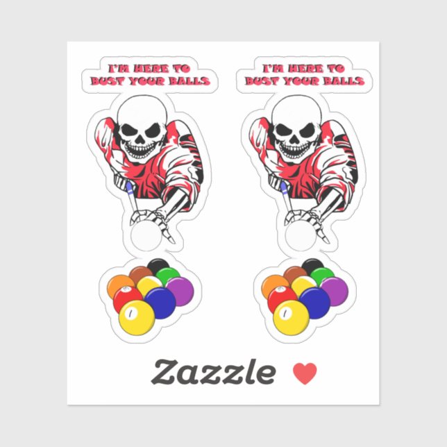 Adesivo Skeleton Ball buster Piscina Billiards Arte origin (Folha)