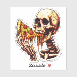 Adesivo Skeleton Eating Pizza 