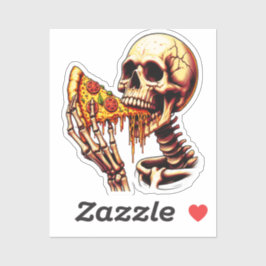 Adesivo Skeleton Eating Pizza 
