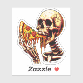 Adesivo Skeleton Eating Pizza