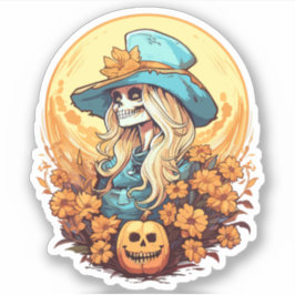Adesivo Skeleton Floral Pumpkin