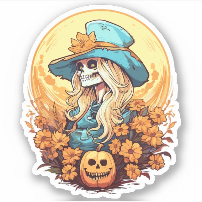 Adesivo Skeleton Floral Pumpkin (Frente)