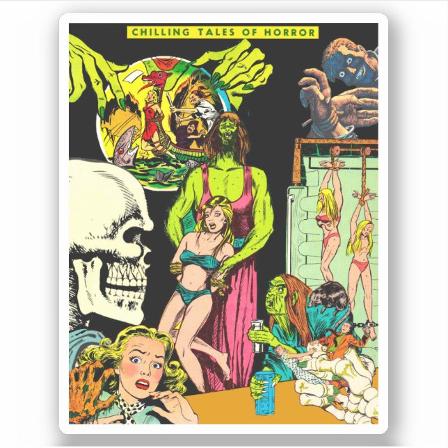 Adesivo Skeleton Monsters Witch Alterou a Colagem do Horro (Frente)