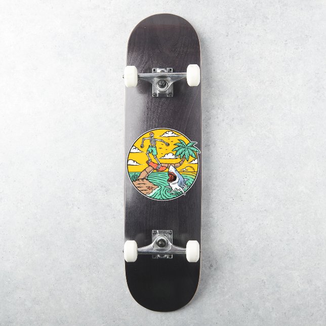 Adesivo Skeleton Skateboard Dude Island Shark (Skate)