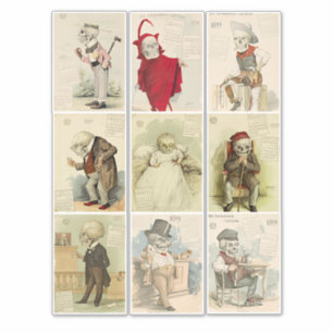 Adesivo Skeleton Skulls vintage 1800s calendário Art