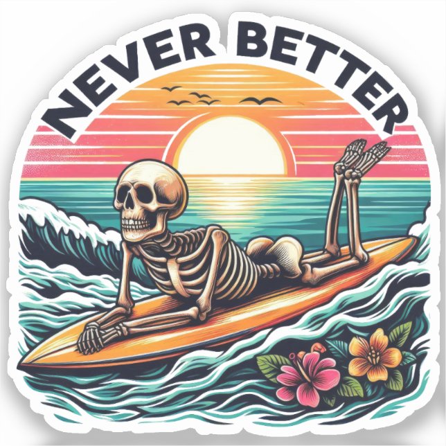Adesivo Skeleton Summer Vibes - Nunca Melhor (2) (Frente)