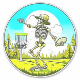 Adesivo Skeleton Tocando Golf de Disco