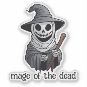 Adesivo Skeleton Witch segurando uma varinha