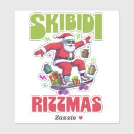 Adesivo Skibidi Rizzmas Santa on his Skate