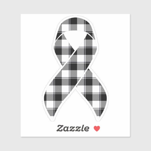 Adesivo Skin Cancer Awareness Plaid Black Ribbon Sticker (Folha)