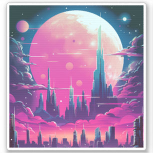 Adesivo Skyline da Cidade de Synthwave