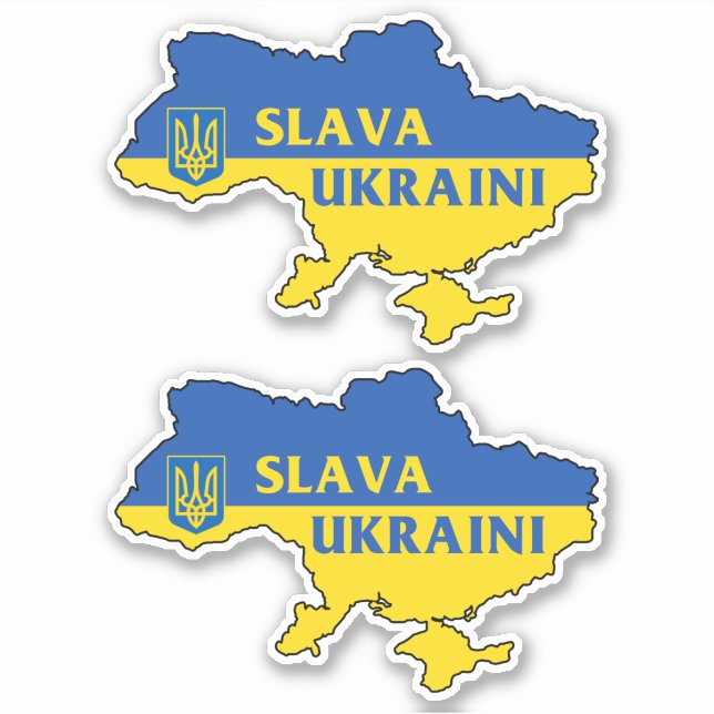 Adesivo Slava Ucraniano Mapa de Sinalizador Ucraniano (Frente)