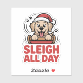 Adesivo Sleigh All Day - Golden Retriever Holiday