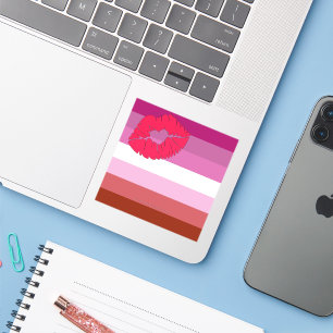 Adesivo SlipperyJoe lipstick lésbica orgulho bandeira femi