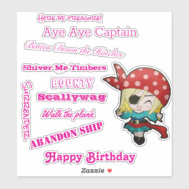 Adesivo Slogan da Engraçado Pirate Girl