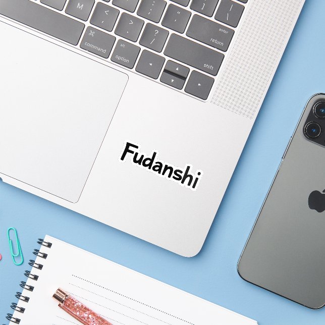 Adesivo Slogan Preto Simples Fudanshi (Notebook com iPhone)